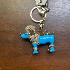 Blue and Gold Dog Bag Charm  Keychain